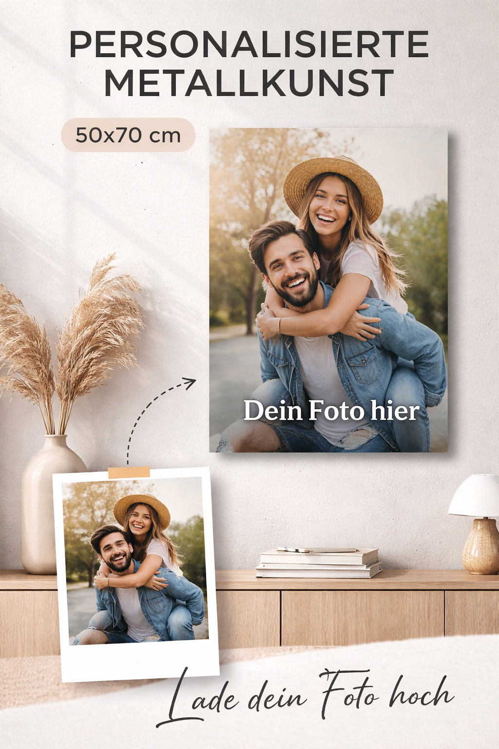 Personalisierte Metallkunst – Dein Foto (50x70 cm)